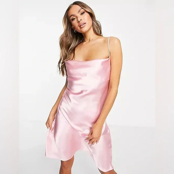 Vero Moda | Dresses | Vero Moda Satin Cowl Neck Midi Night Dress In Candy  Pink | Poshmark